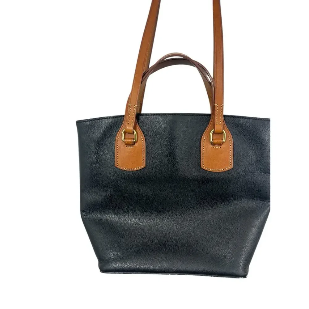 Dooney & Bourke Florentino Black Medium Tote Purse Bag Tassels Brown Leather